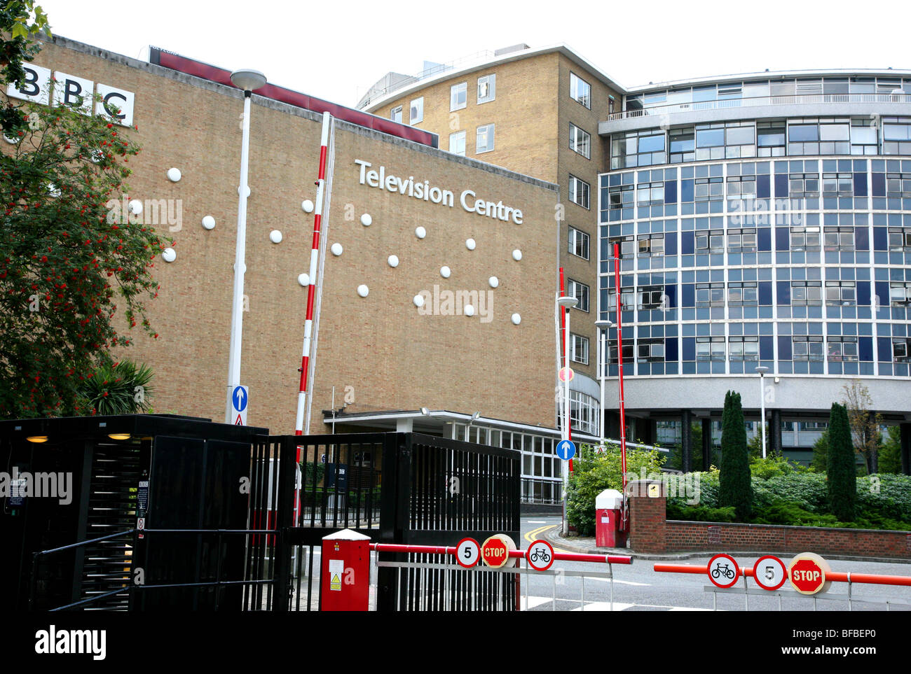 BBC Television Centre Haupteingang, West-London Stockfoto