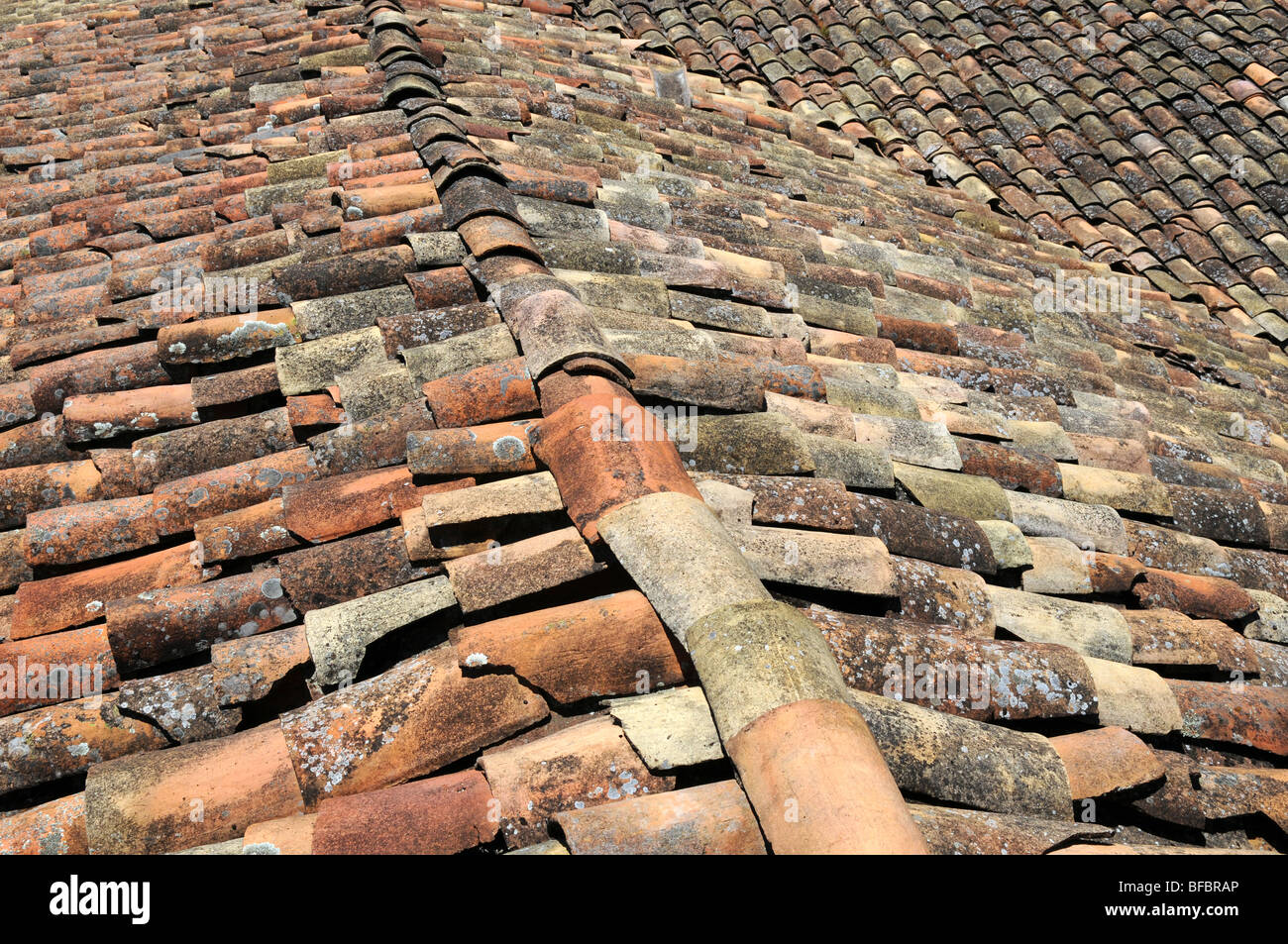Dächer mit Lehm Schindeln in Cajabamba, Peru Stockfoto
