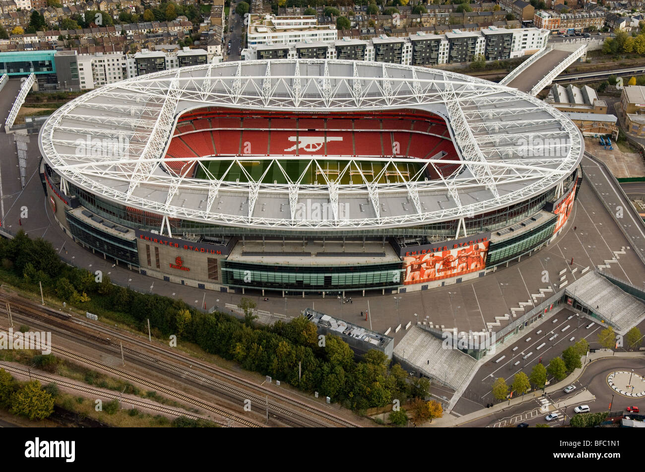 Die Emirates Fußball Stadion London beheimatet den Arsenal Football Club Stockfoto
