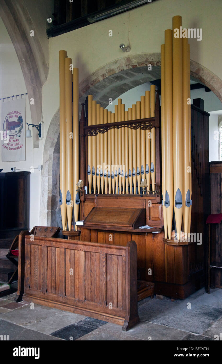 Orgel in St. Marys Kirche, Michelmersh, Hampshire, England Stockfoto