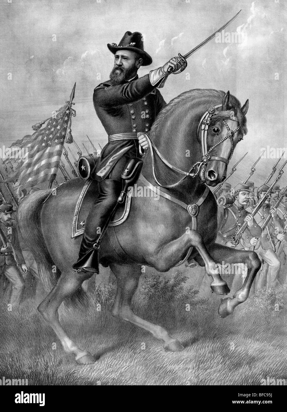 General Benjamin Harrison--"Jungs - Schlacht von Resaca - 13. Mai bis 16. 1864 während des Atlanta-Feldzuges in Bürgerkrieg kommen!" Stockfoto