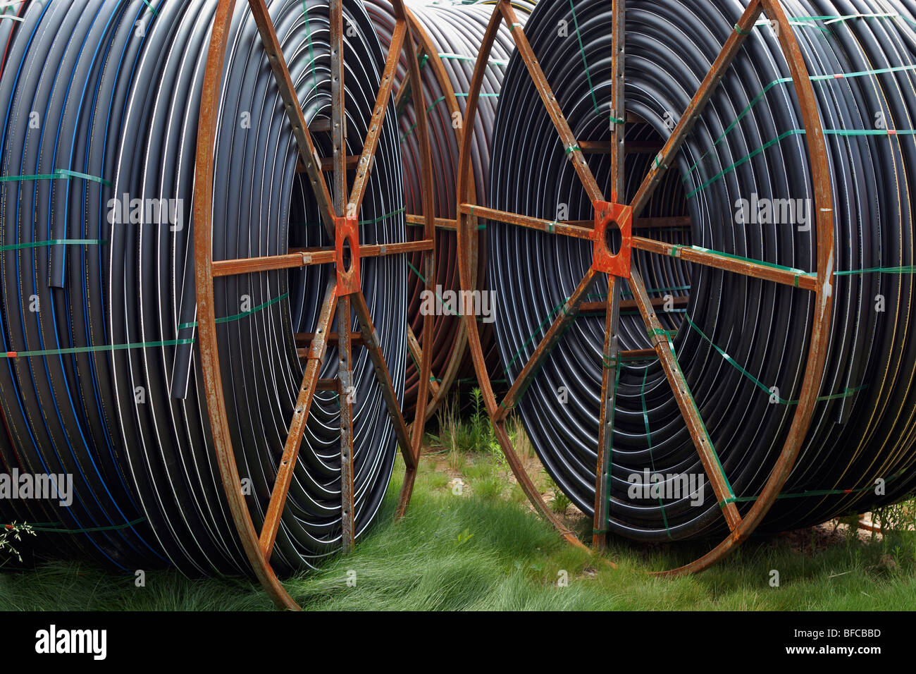 Spulen Massivwand high-Density Polyethylen (HDPE) Leitung. Stockfoto