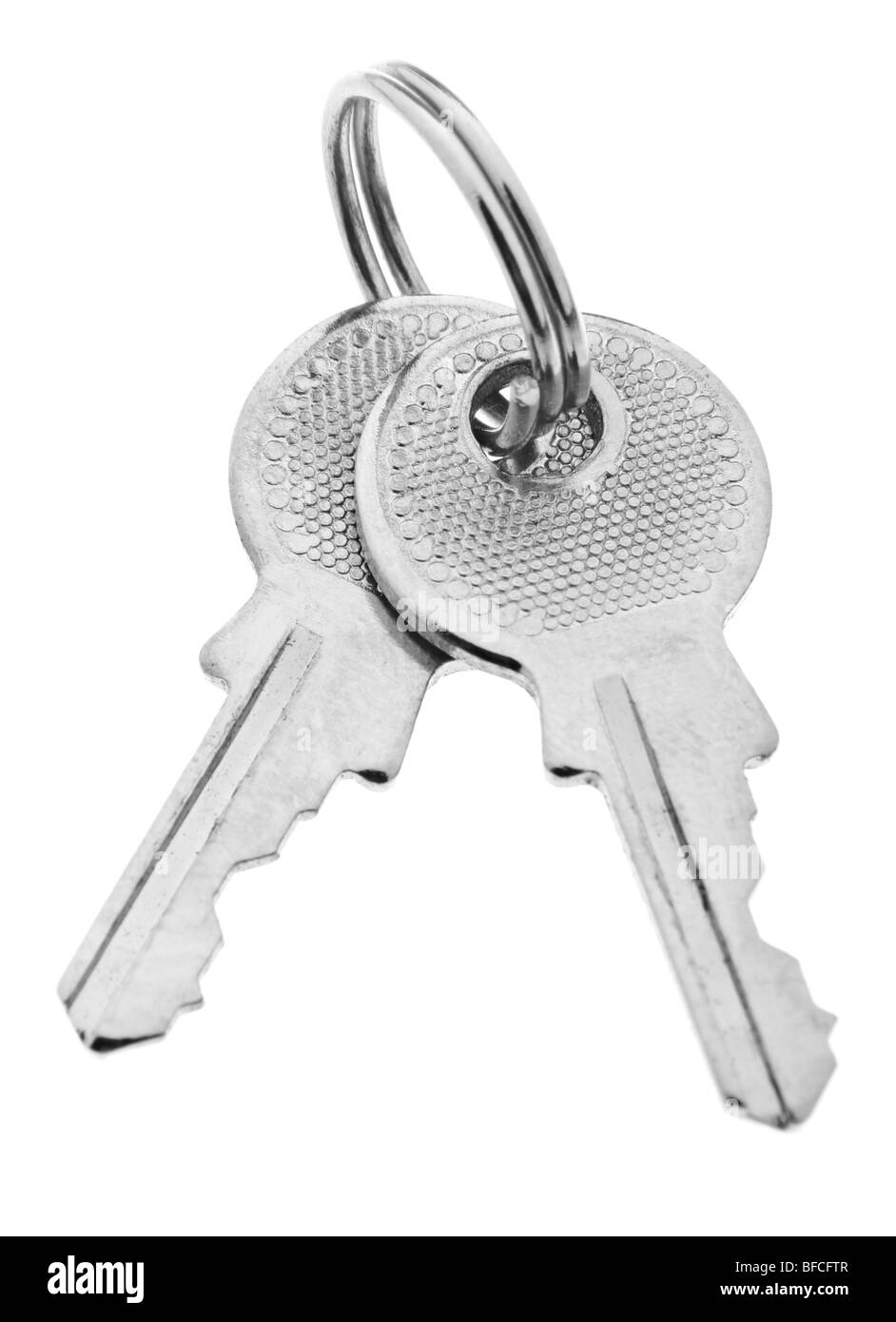 Metall kleine Schlüssel Closeup isoliert auf weißem Hintergrund Stockfoto