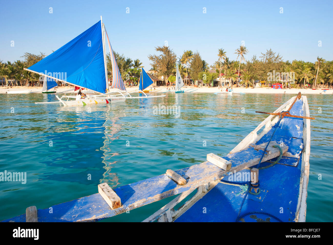Segelboote Boracay; Die Visayas; Philippinen. Stockfoto