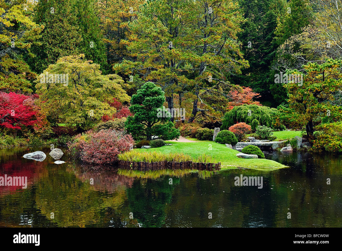 Asticou Gärten im Herbst, Southwest Harbor, Mount Desert Island, Maine, USA Stockfoto