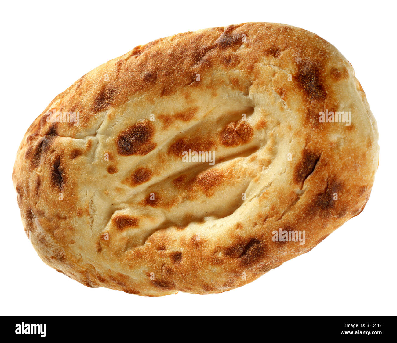 Brot Osten Essen Detail auf weißem Hintergrund Stockfoto
