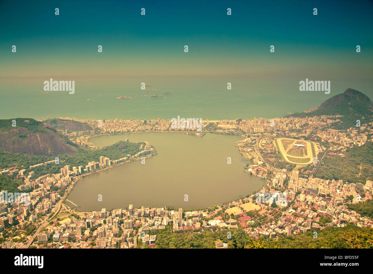Aussicht vom Corcovado mit Blick auf Rio De Janeiro Ipanema Stockfoto