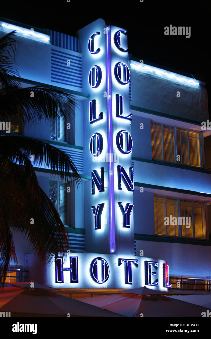 Das Colony Hotel am Ocean Drive, Miami Beach, USA Stockfoto