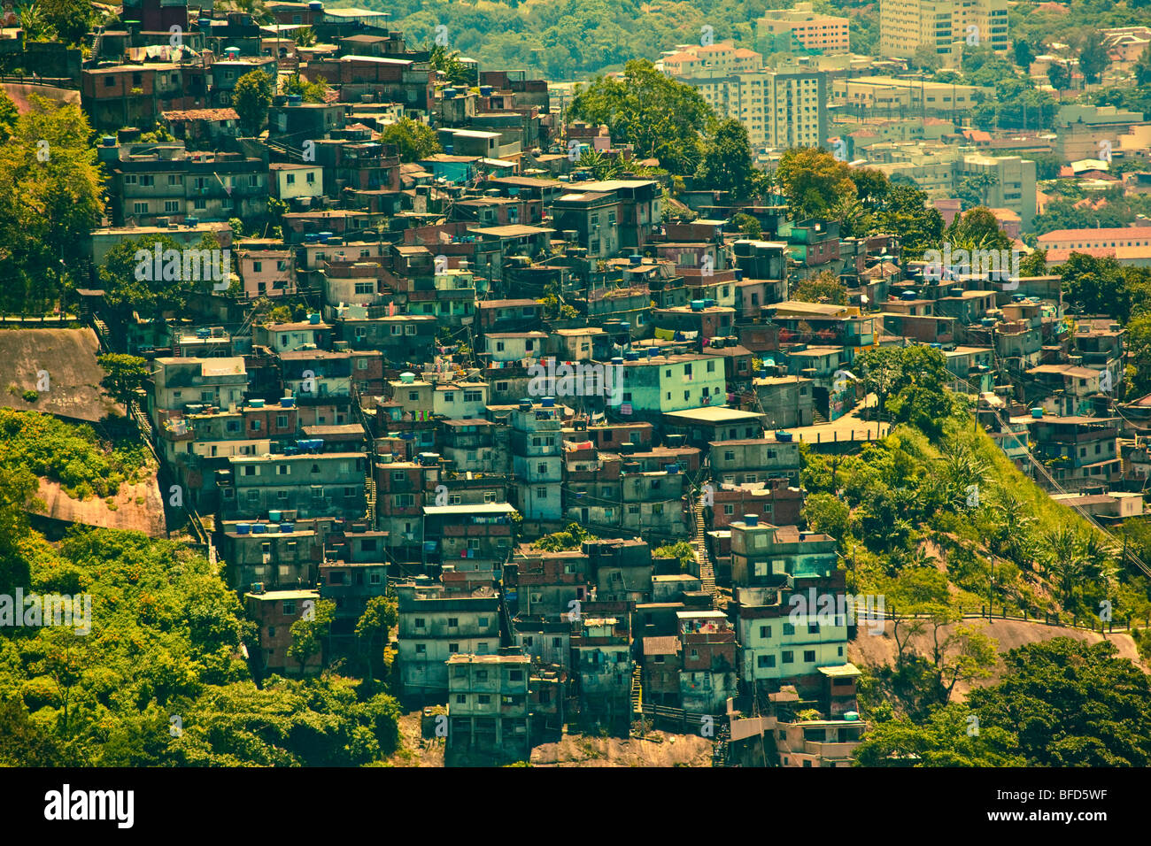 Favela oder Slum vom Corcovado aus gesehen Stockfoto