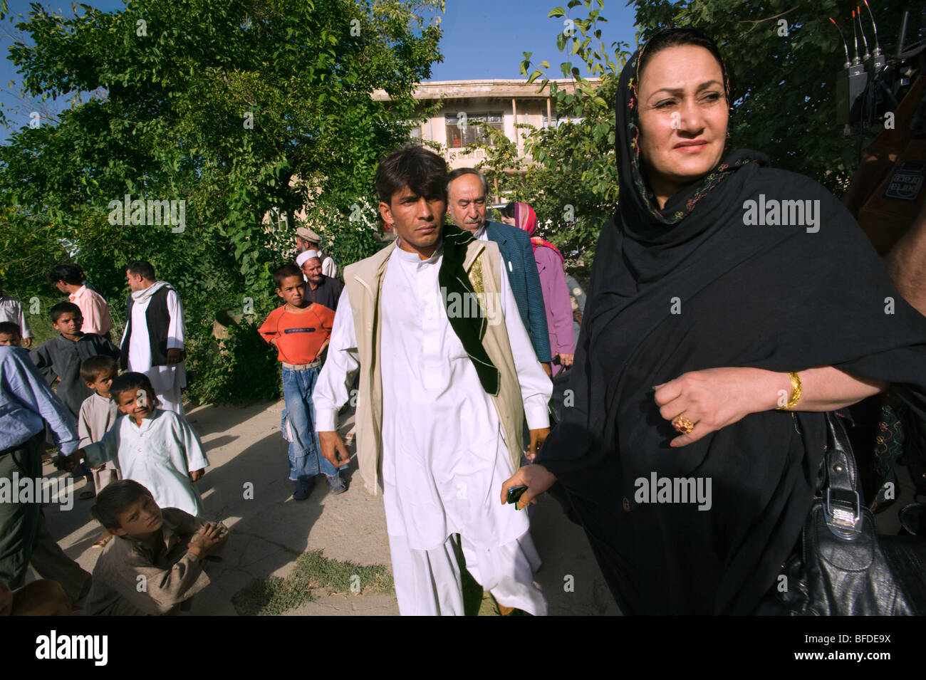 Eines der zwei Frauen für afghanische Präsident Kampagnen in einem abgelegenen Stadtteil von Kabul, Afghanistan. Stockfoto