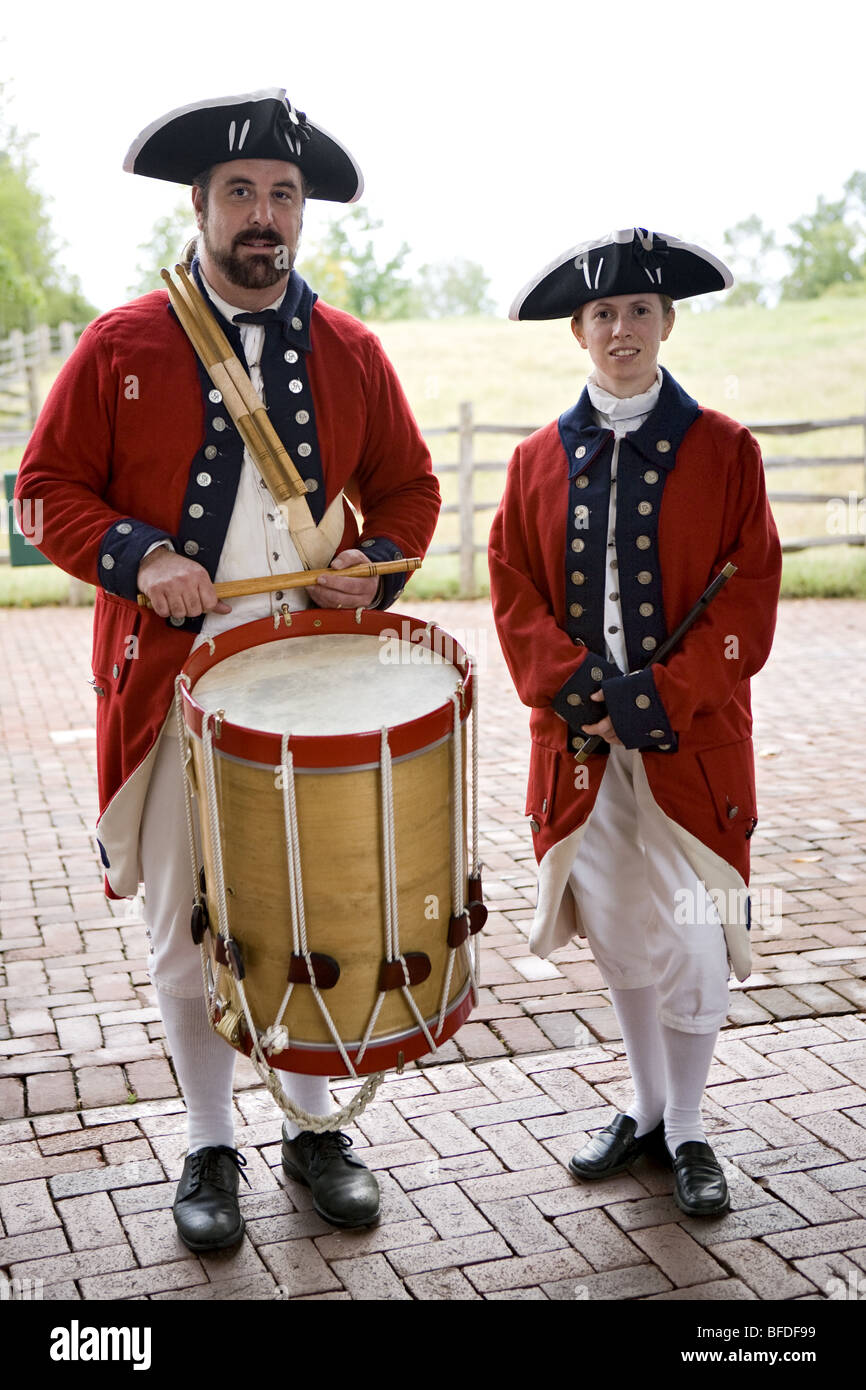 Pfeife und Trommel-Team in Mount Vernon. Stockfoto