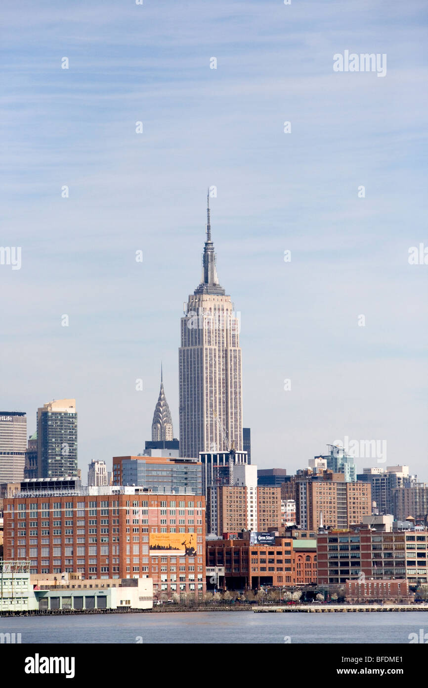 Ein Blick auf das Empire State Building und die Skyline von Manhattan. Stockfoto