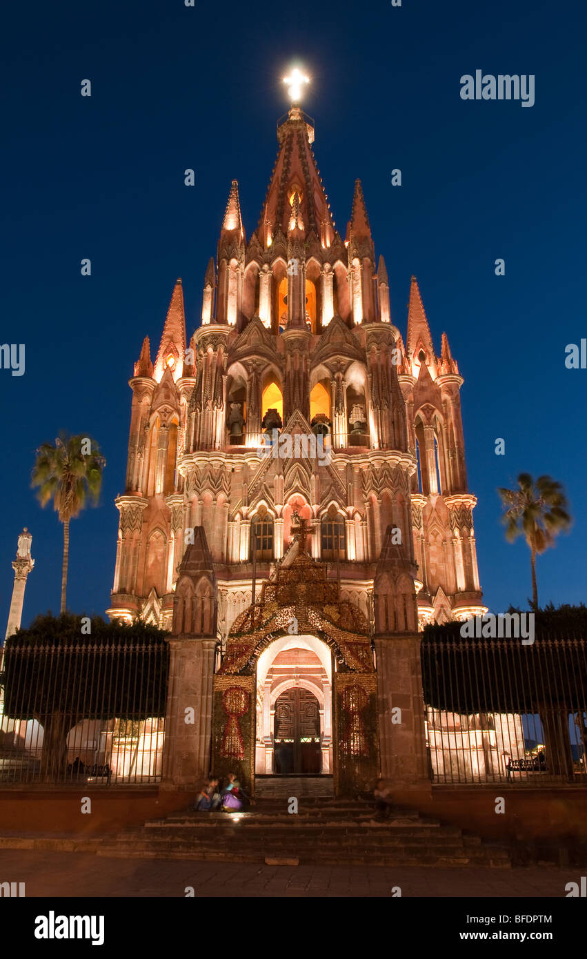 La Parroquia, Kirche St. Michael der Erzengel, San Miguel de Allende, Mexiko. Stockfoto