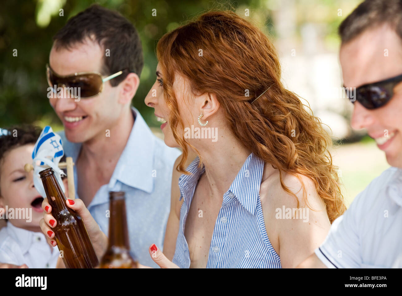 Eine Familie Grill, Independence Day. Stockfoto