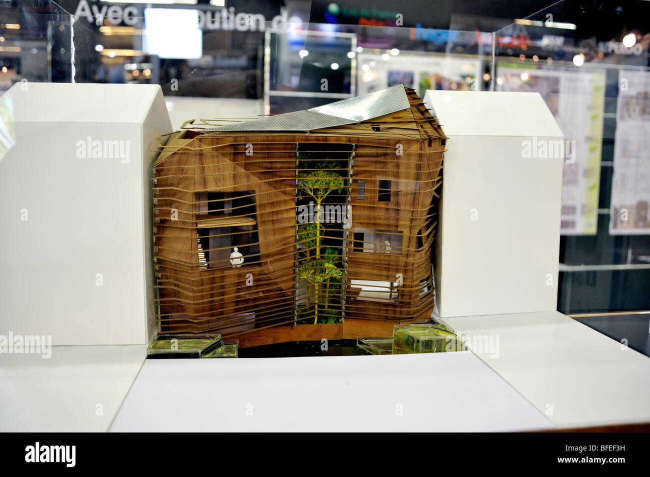 Paris, Frankreich, Baumaschinen-Fachmesse, Batimat, Eco-House „Architectural Model“, ausgestellte Projekte, Energieeinsparung im Haus, Ökologisch, Stockfoto