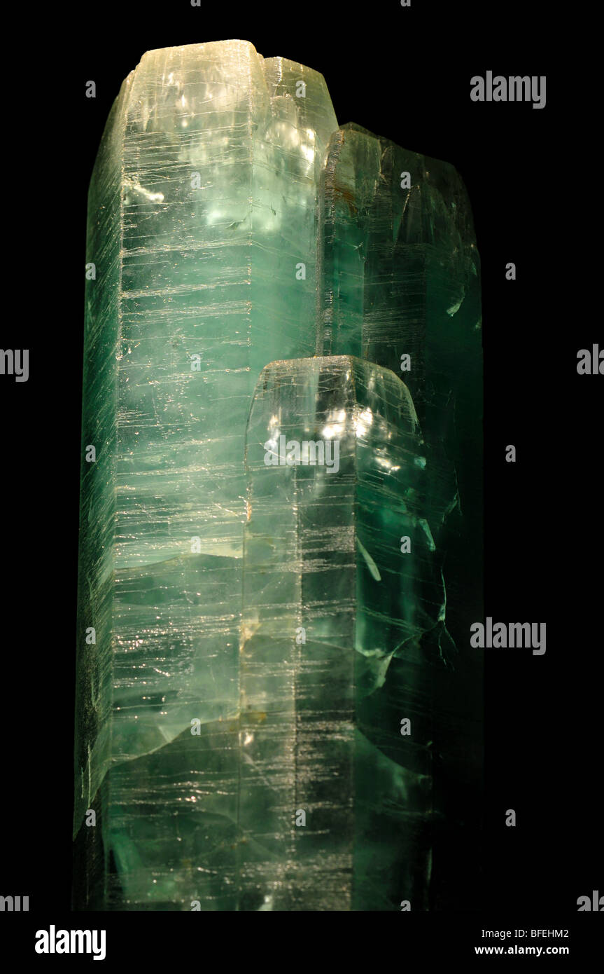 Blau Grün Kristall von Beryl, eine Beryllium-Aluminium-Cyclosilicate. Stockfoto