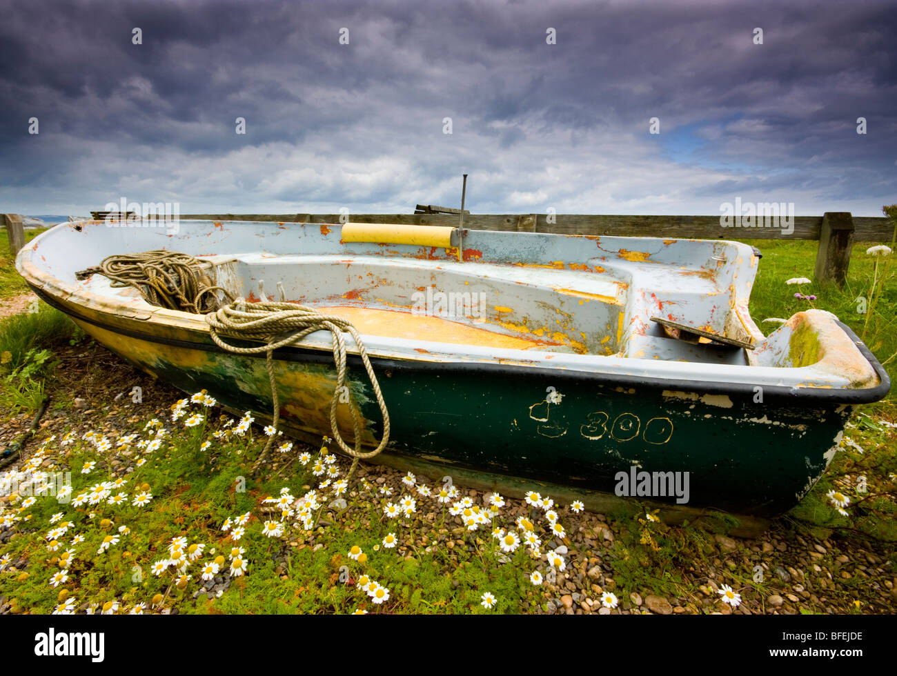 Alte Boot Beesands Devon Stockfoto