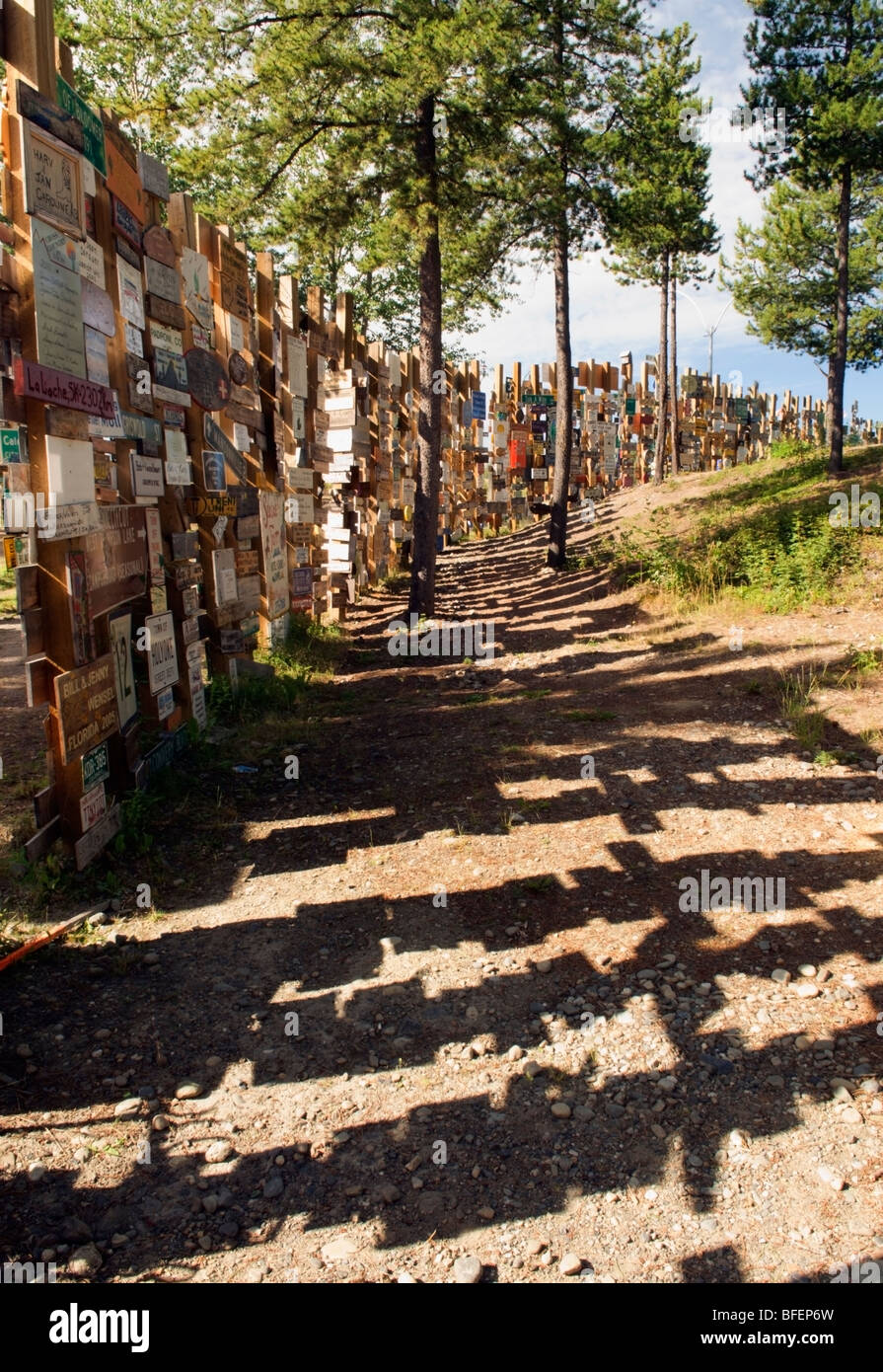 Sign Post Forest, Watson Lake, Yukon Territorium, Kanada Stockfoto