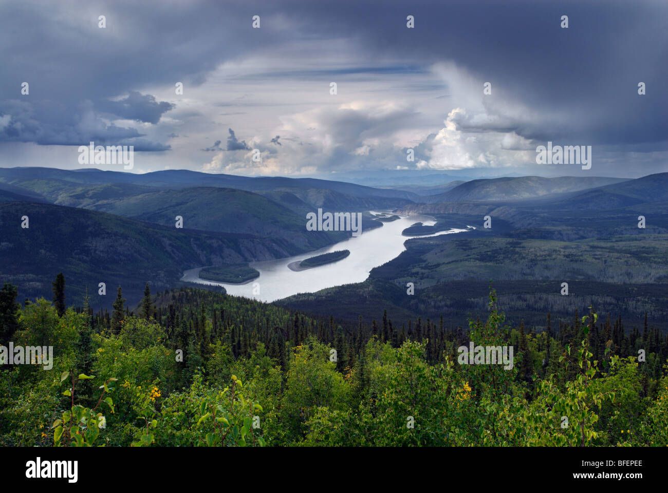Klondike River, Dawson City, Yukon Territorium, Kanada Stockfoto