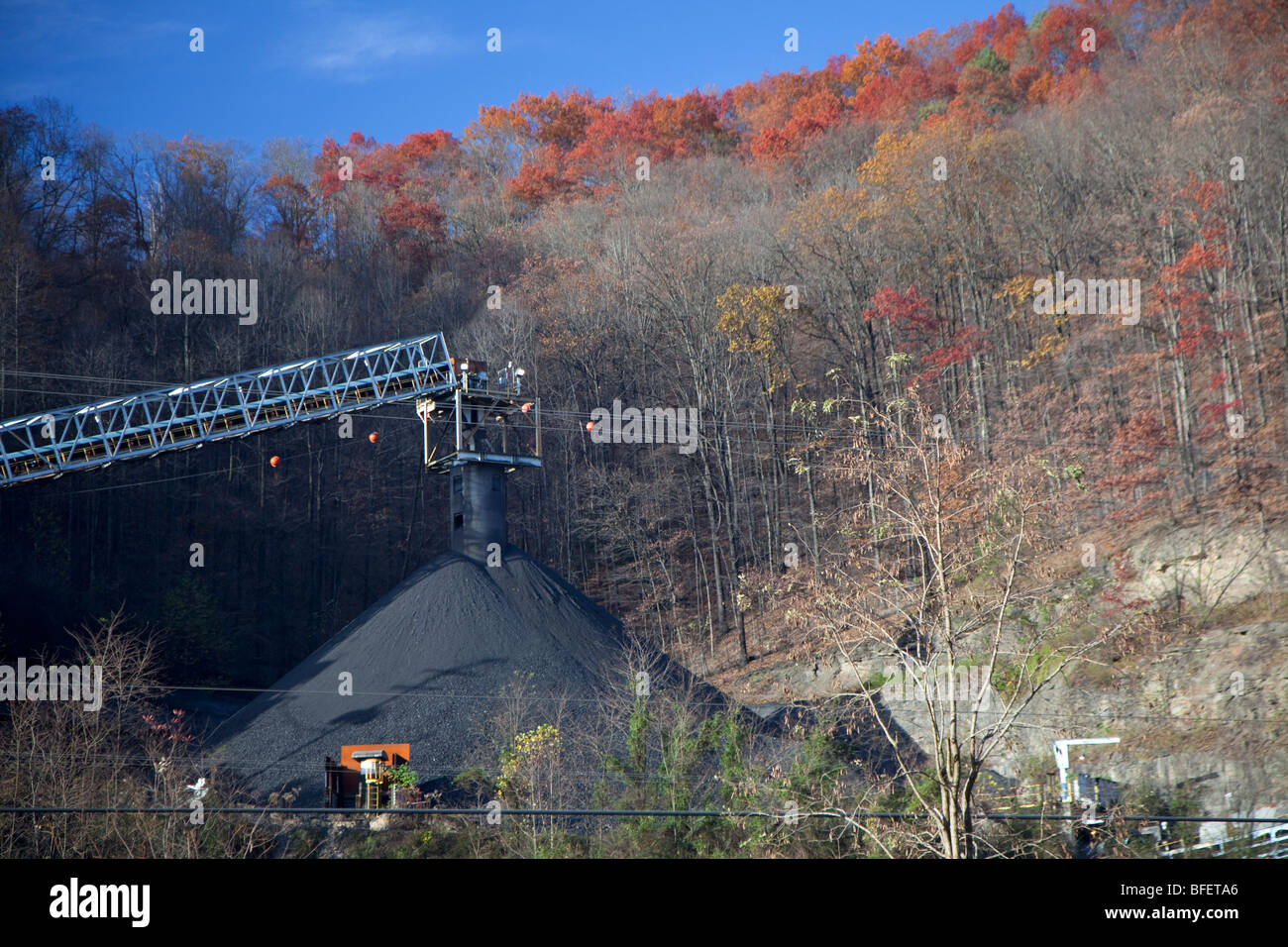 Logan, West Virginia - Kohle bereit für den Versand. Stockfoto