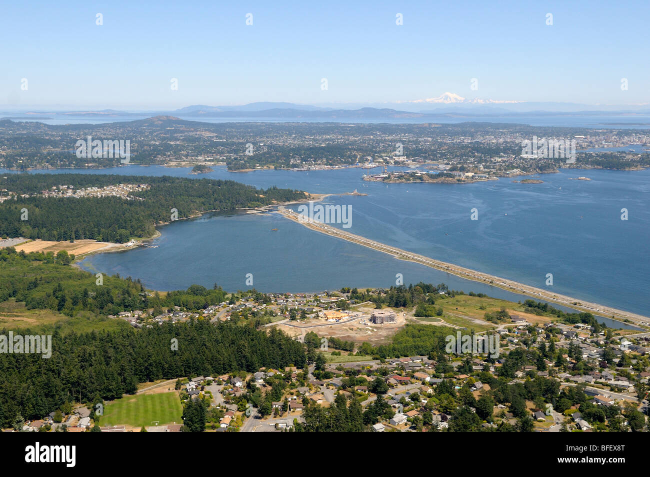 Luftaufnahme von Esquimalt Lagune, Vancouver Island, British Columbia, Kanada. Stockfoto