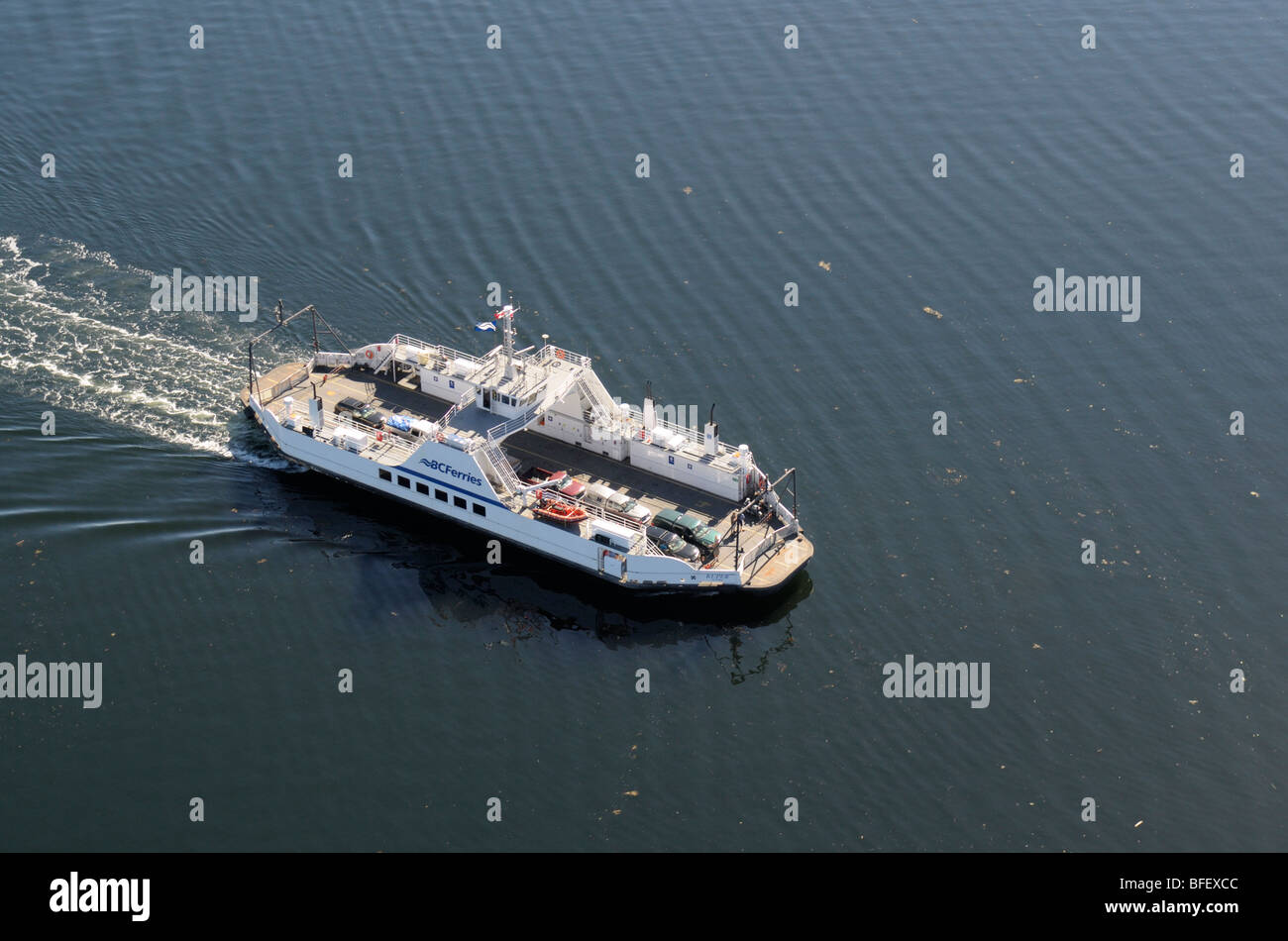 Luftaufnahme des BC Ferry Kuper, Chemainus, Vancouver Island, British Columbia, Kanada. Stockfoto