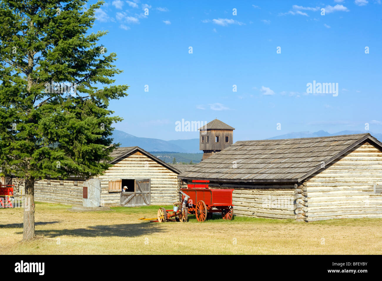 Historische, Prople Fort Steele Erbe Stadt, British Columbia, Kanada. Waggon Stockfoto