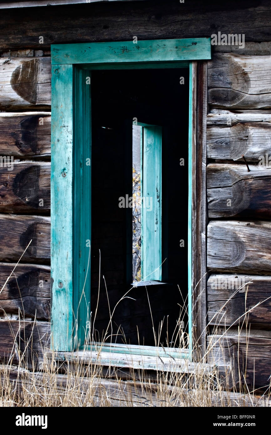 Verlassene Ranch Blockhaus am Farwell Canyon British Columbia Kanada Stockfoto