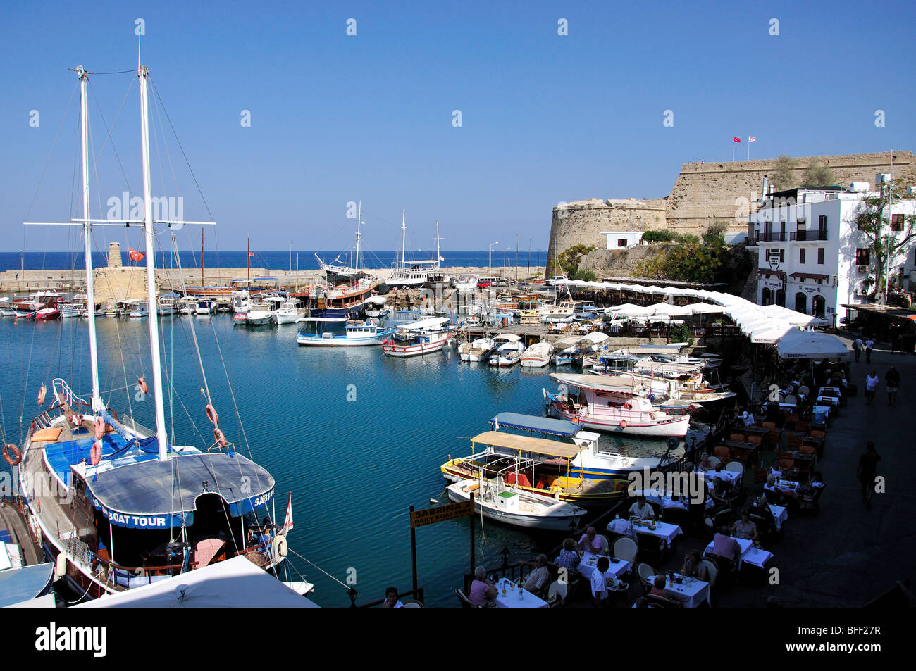 Hafen von Kyrenia, Kyrenia, Bezirk Kyrenia, Nordzypern Stockfoto