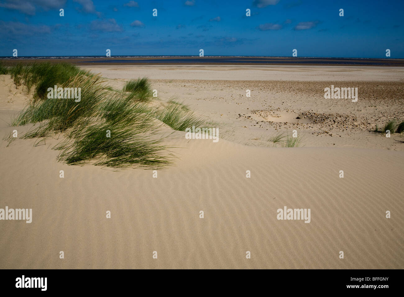 Wellen aus Sand die Düne zu erreichen Stockfoto