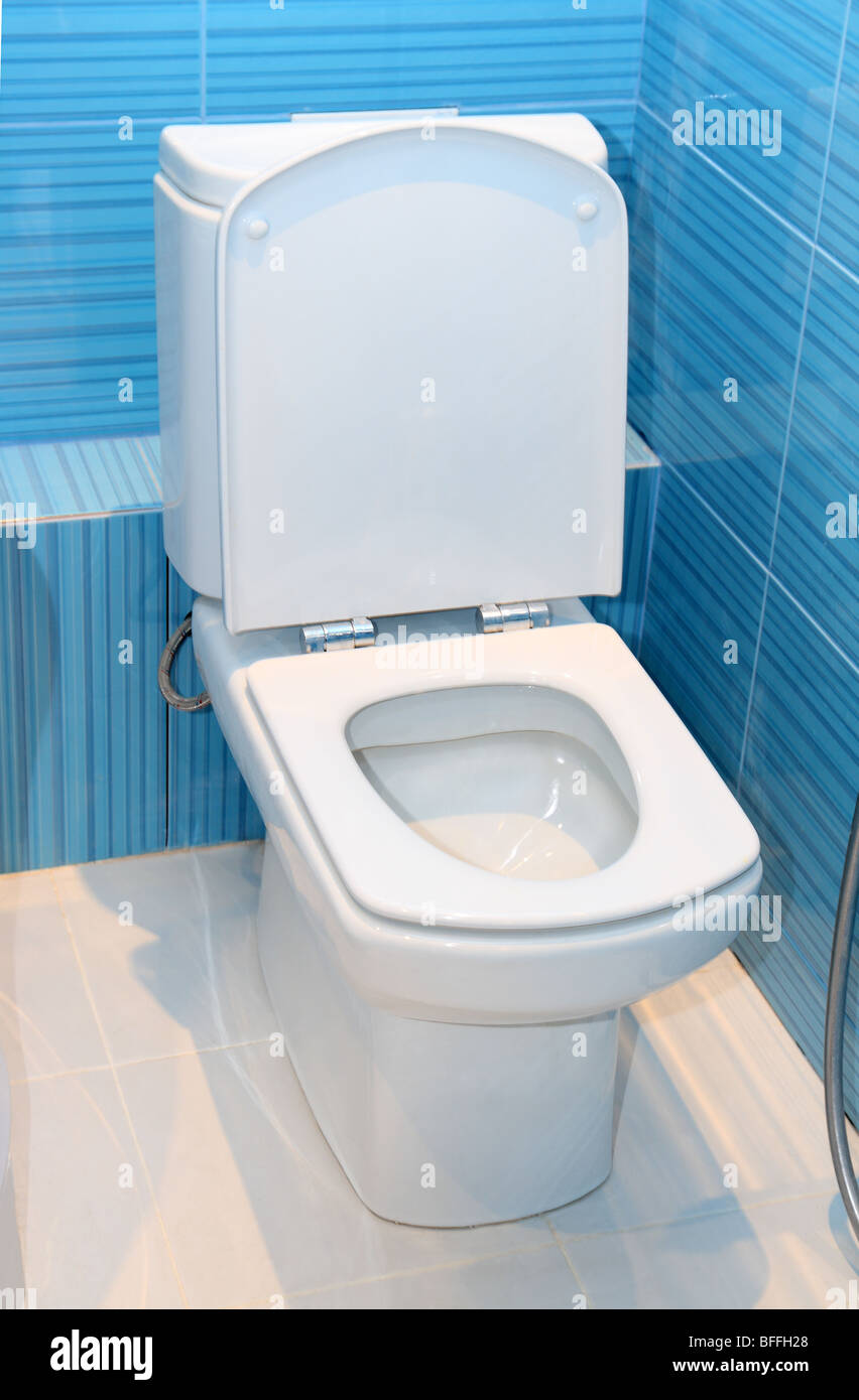 neue Toilette pan im WC-Raum Stockfoto