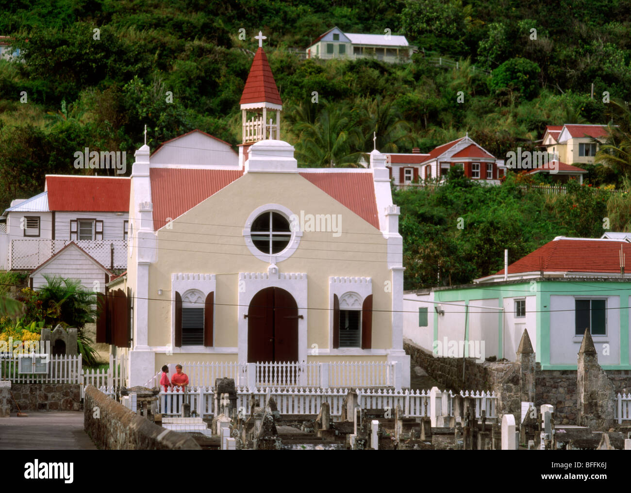 Saba, Niederländische Antillen Windwardside Kirche Stockfoto