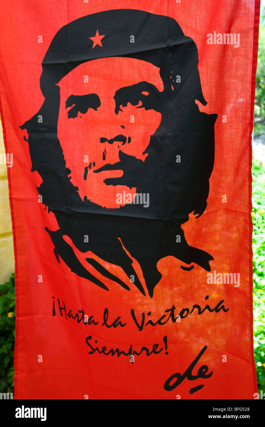 Banner der kommunistischen Ikone Che Guevara, Kuba Stockfoto