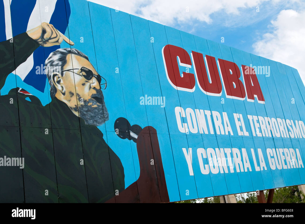 Politische Propaganda-Plakat für Fidel Castro-Kommunismus, Kuba Stockfoto