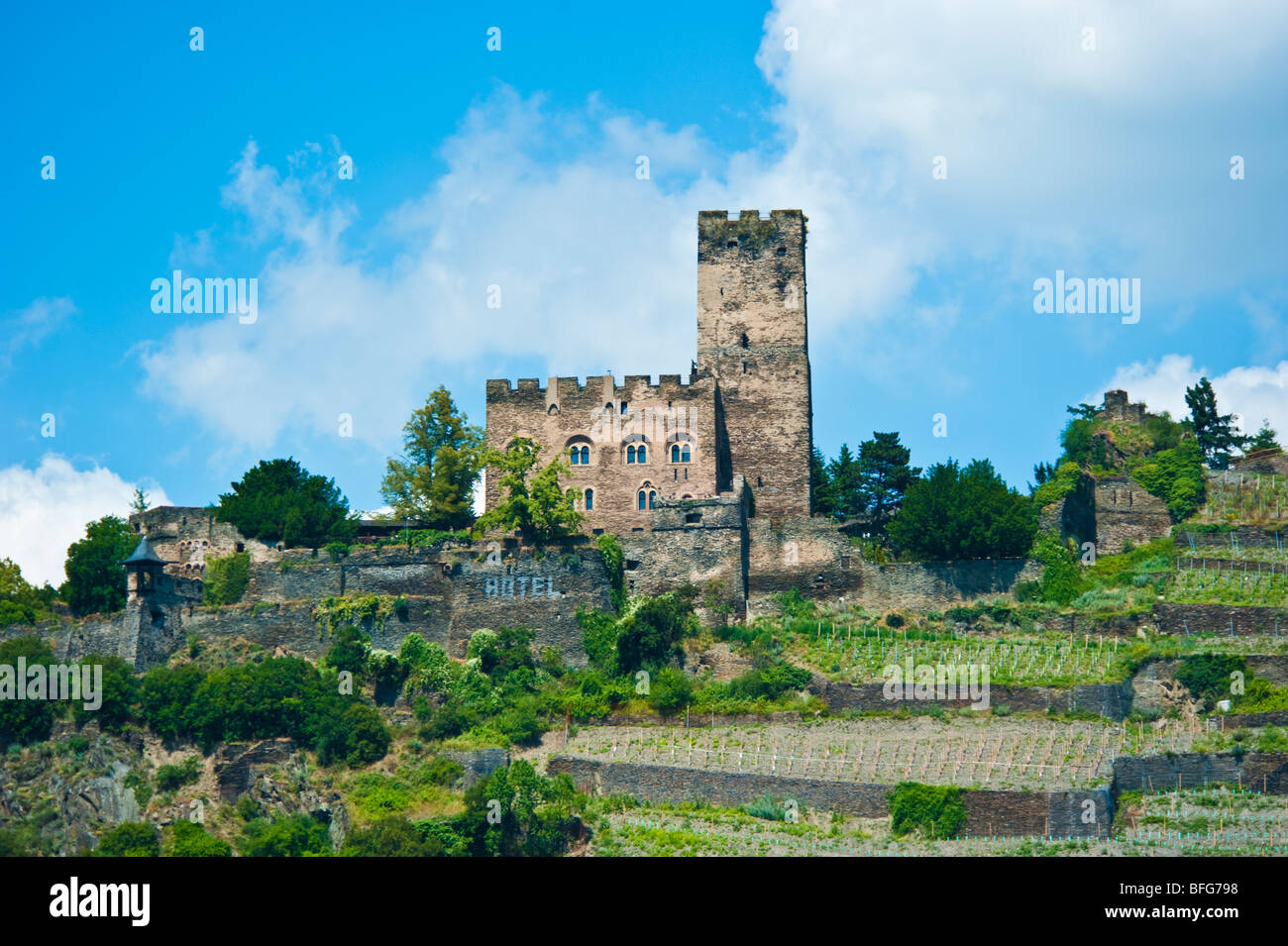Historisches Schloss Burg Gutenfels bei Kaub, Bingen, Rhein Stockfoto
