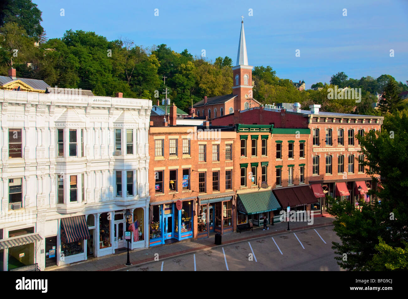 Historische Straße in der Innenstadt von Galena, Illinois ein beliebter Touristenort Stockfoto
