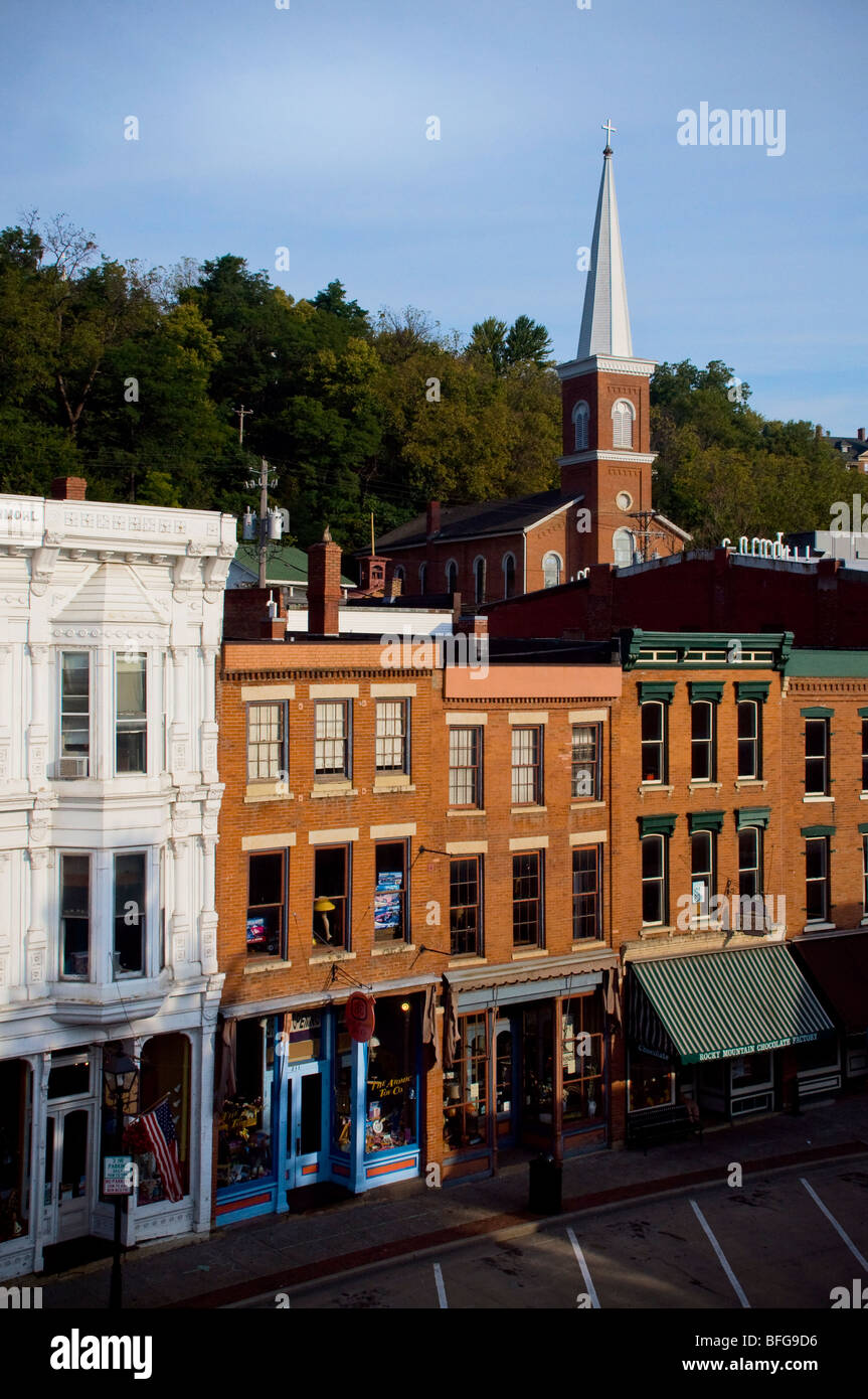 Historische Straße in der Innenstadt von Galena, Illinois ein beliebter Touristenort Stockfoto