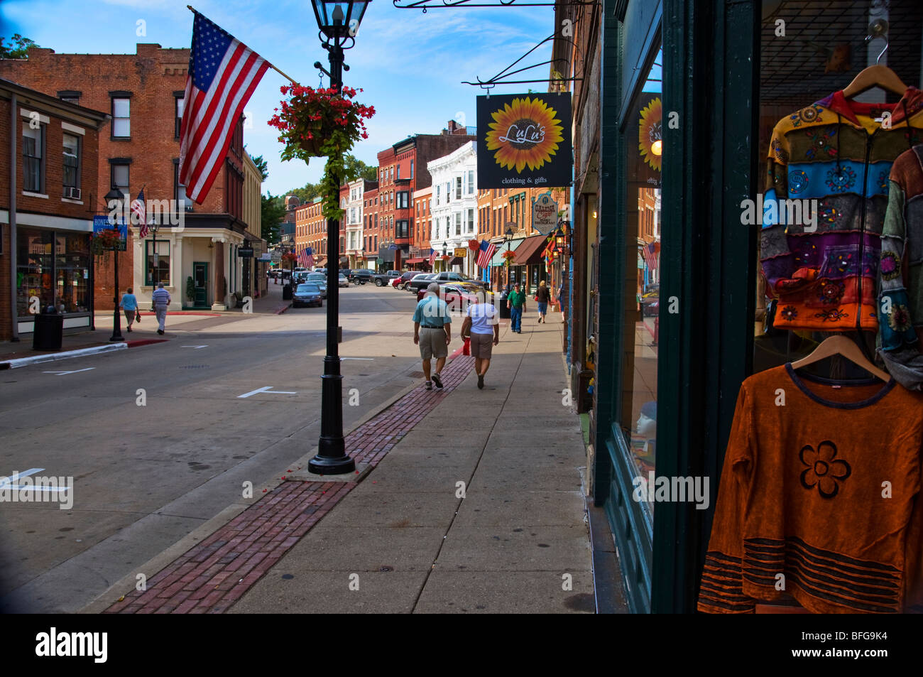 Geschäfte in der historischen Innenstadt von Galena, Illinois ein beliebter Touristenort Stockfoto