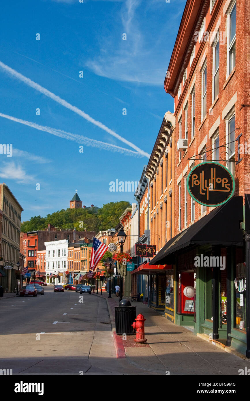 Geschäfte in der historischen Innenstadt von Galena, Illinois ein beliebter Touristenort Stockfoto