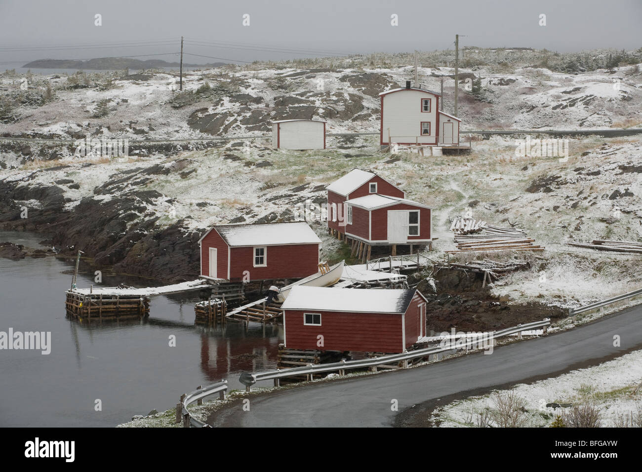 Frühling Schneefall, Änderung Inseln, Neufundland & Labrador, Kanada Stockfoto
