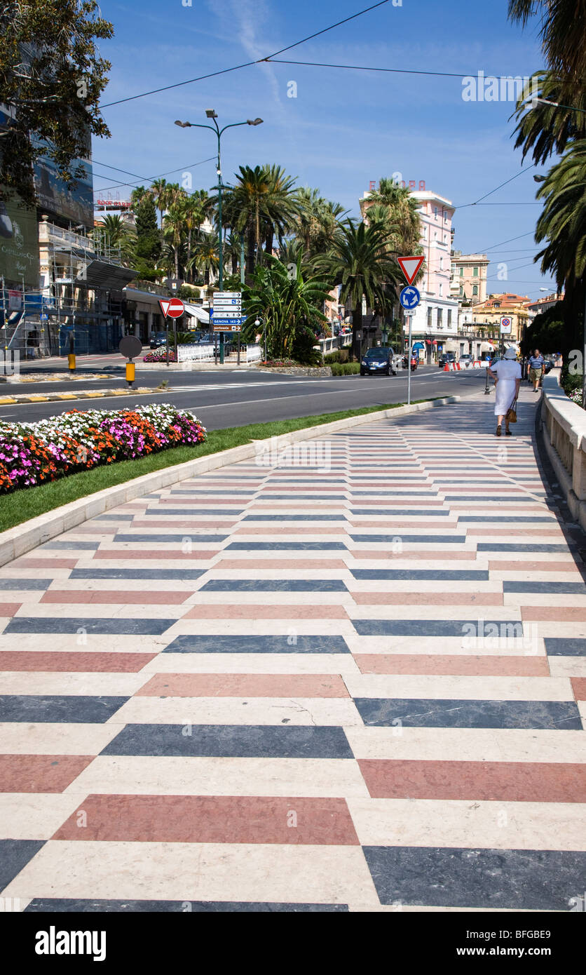 Marmorierte Pflaster, SanRemo, Ligurien, Italien Stockfoto