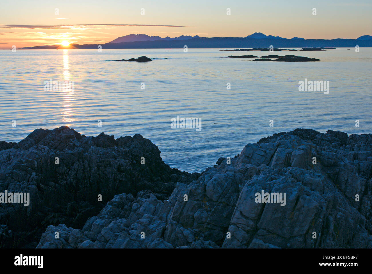 Sonnenuntergang über den Punkt of Sleat Stockfoto