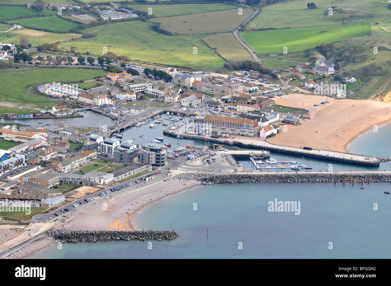 "West Bay" in Dorset, Luftaufnahme von Westbay in Dorset, England UK Stockfoto