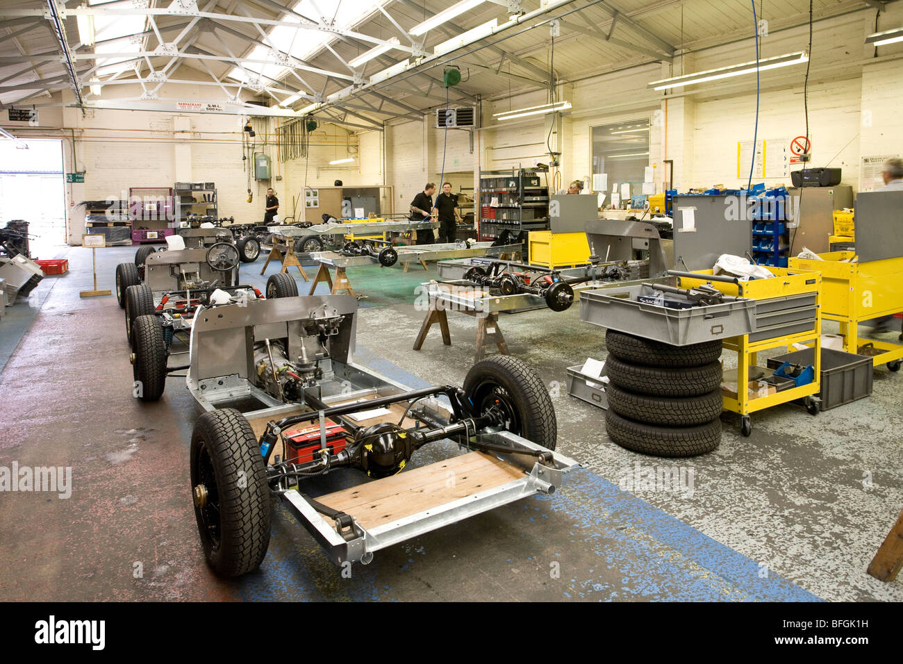 Morgan Roadster-Karosserie &amp; Anbauteile am Motor Motor Car Company, Malvern Link, Worcestershire, UK gebaut. Stockfoto