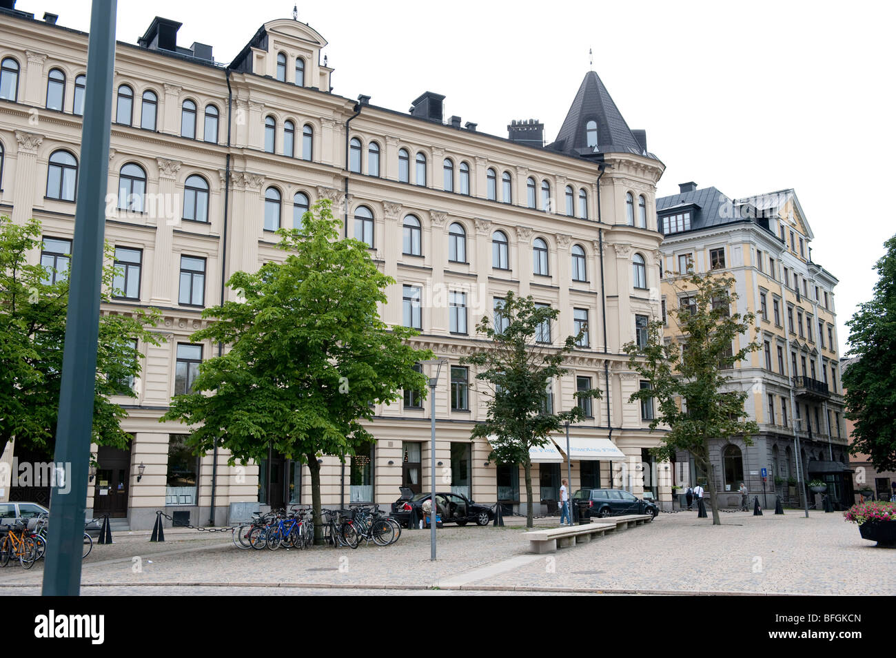 Apartment Block in Nybrokajen, Stockholm, Schweden Raoul Wallenberg lebte Stockfoto