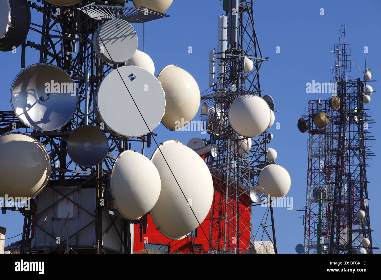 Kommunikation-Antennen an der Blockaus, Abruzzen, Italien. Stockfoto