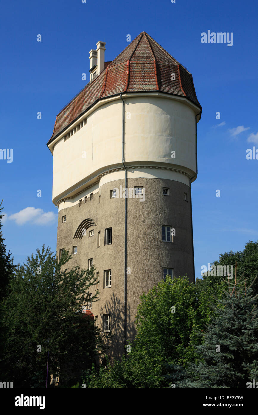 Route der Industriekultur, Biotope Rheinaue Friemersheim, Wasserturm in Duisburg-Rheinhausen-Friemersheim, Friemersheim, Rhein, Niederrhein, Stockfoto