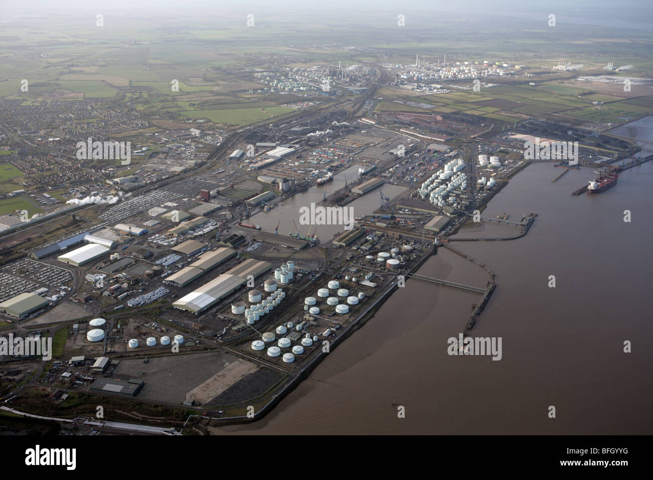 Luftaufnahme von Immingham Dock uk Stockfoto