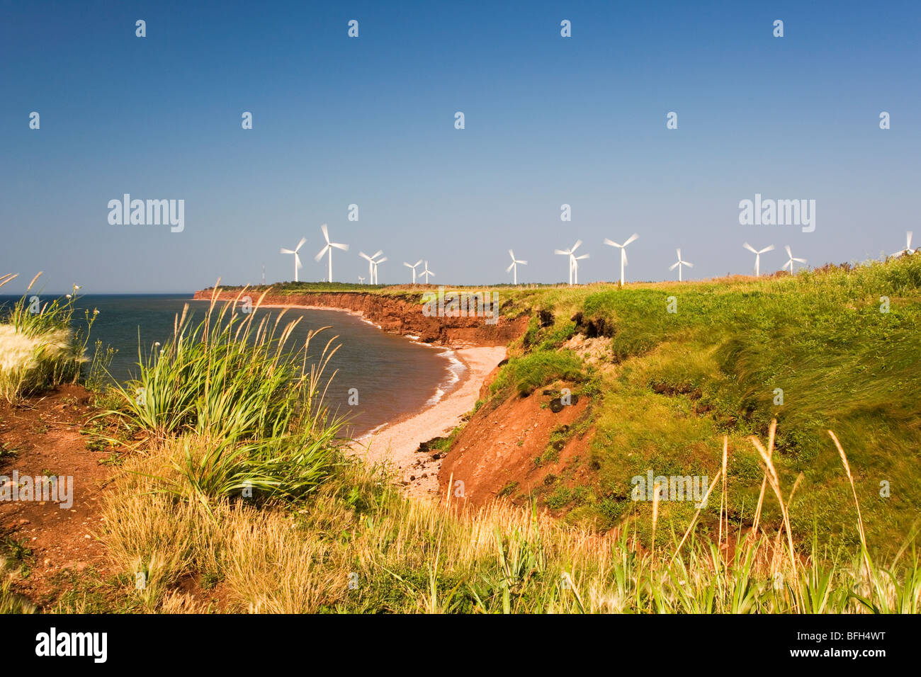 Windkraftanlagen, Nordkap, Prince Edward Island, Canada Stockfoto
