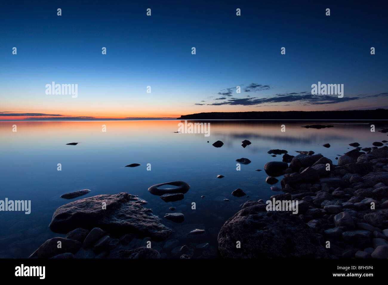 Dämmerung am Löwenkopf in Georgian Bay auf der Bruce-Halbinsel, Ontario Stockfoto